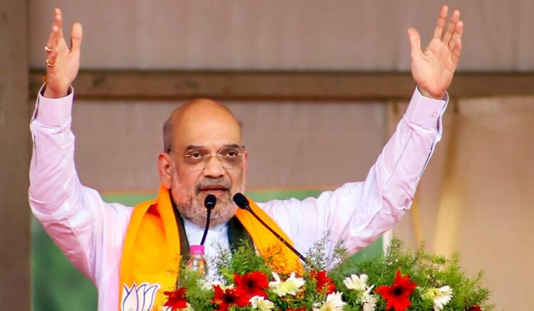 Union Home Minister Amit Shah addresses the gathering during a public meeting, in Vellore | PTI