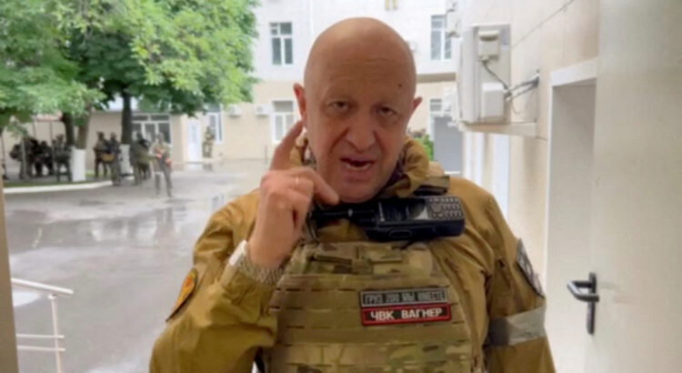 FILE PHOTO: Wagner mercenary group leader Yevgeny Prigozhin speaks inside the headquarters of the Russian southern army military command centre in the city of Rostov-on-Don, Russia, in this still image taken from a video released June 24, 2023. Press service of "Concord"/Handout via REUTERS/File Photo