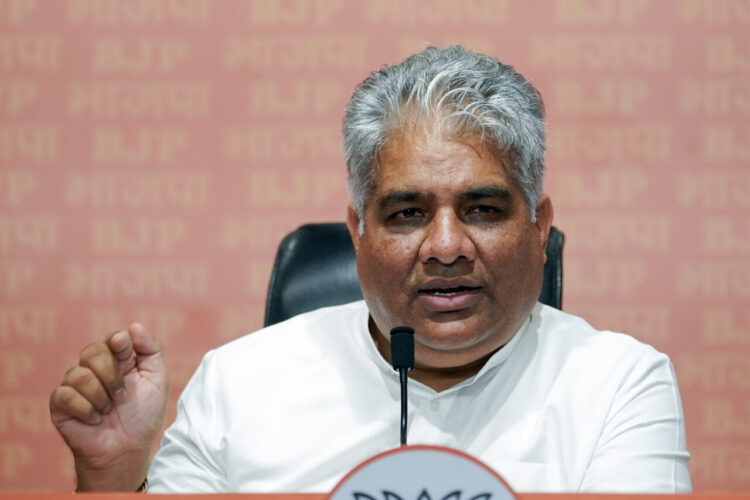 New Delhi, June 27 (ANI): Union Minister for Labour and Employment Bhupender Yadav addresses a press conference, at the BJP Headquarters, in New Delhi on Tuesday. (ANI Photo)