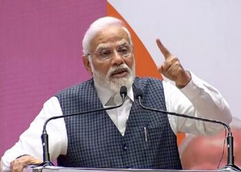 New Delhi, July 18 (ANI): Prime Minister Narendra Modi addresses the National Democratic Alliance (NDA) leaders meeting, in New Delhi on Tuesday. (ANI Photo)