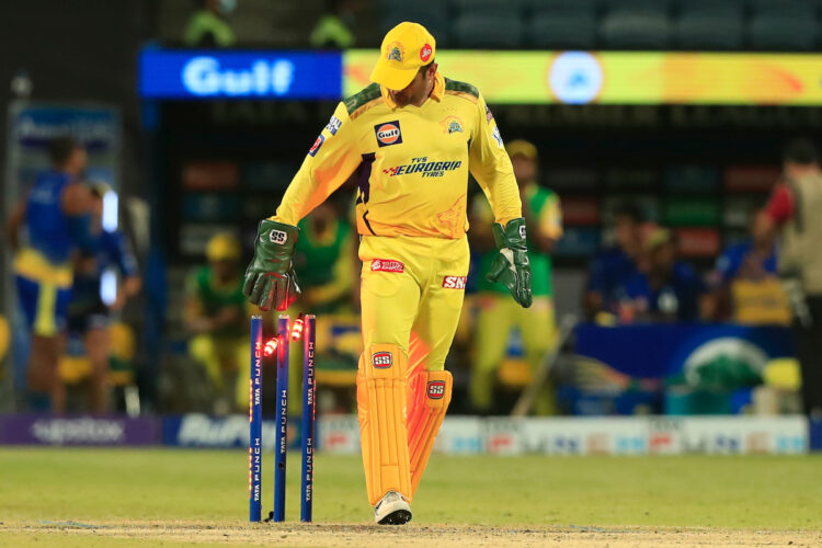 MS Dhoni captain of Chennai Superkings celebrate the victory during match 46 of the TATA Indian Premier League 2022 (IPL season 15) between the Sunrisers Hyderabad and the Chennai Superkings held at the MCA International Stadium in Pune on the 1st May 2022

Photo by Pankaj Nangia / Sportzpics for IPL